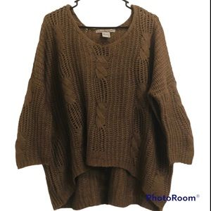 NWOT American Rag Cie Oversized Open Cable Knit  Sweater Color Cinder Brown